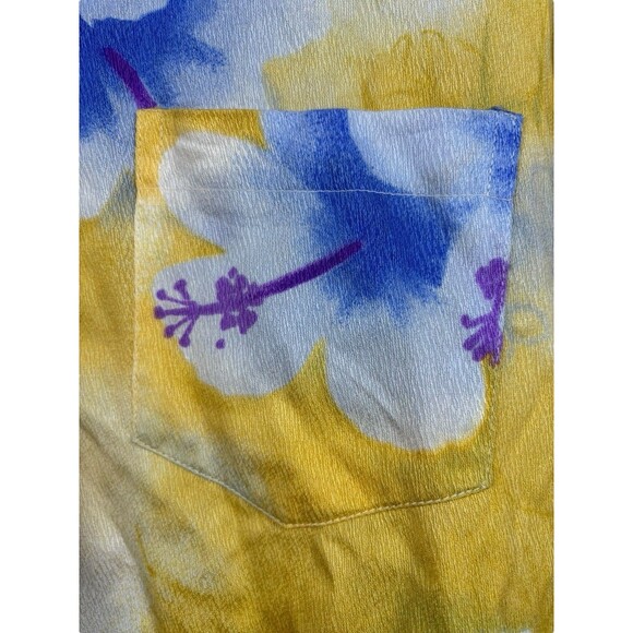 Vintage Pomare Hawaii Aloha Shirt Men’s M Yellow Blue Hibiscus Floral - Picture 6 of 9